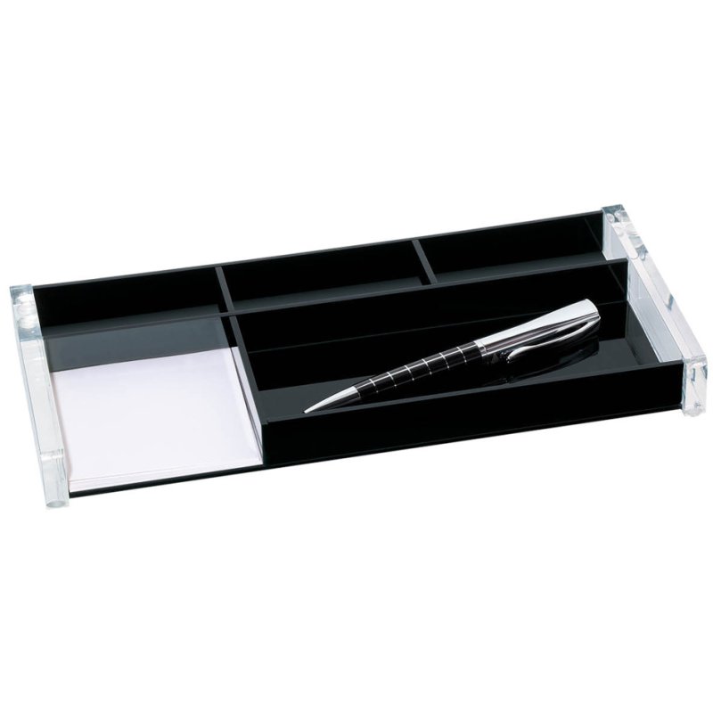 WEDO pen holder acrylic exclusive, 5 compartments, black, 270×125×30 mm